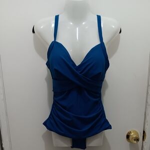 Blue Ruched Bodycon Tankini